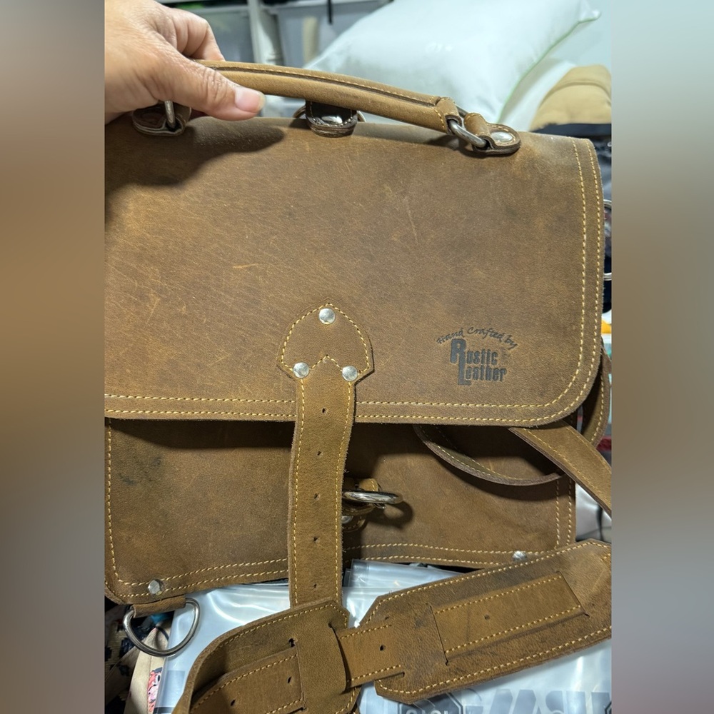 Handmade brown unisex Messenger Bag